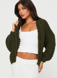 Lester Knit Cardigan Olive Princess Polly  Cropped 