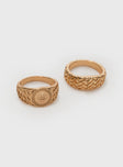 Gold-toned ring pack Pack of two, lightweight