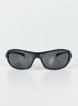Sunglasses Wrap around style  Black tinted lenses  Lightweight 