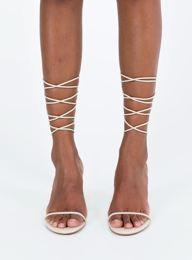strappy heels beige