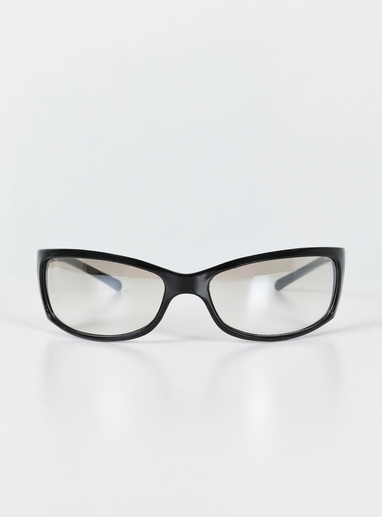 Sunglasses Wrap around design Lightweight frame Clear lenses Moulded nose bridge