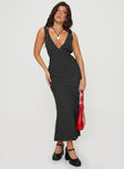 Maxi dress, V neckline, Invisible zip fastening at side, Tie detail at back  Non-stretch, Fully lined