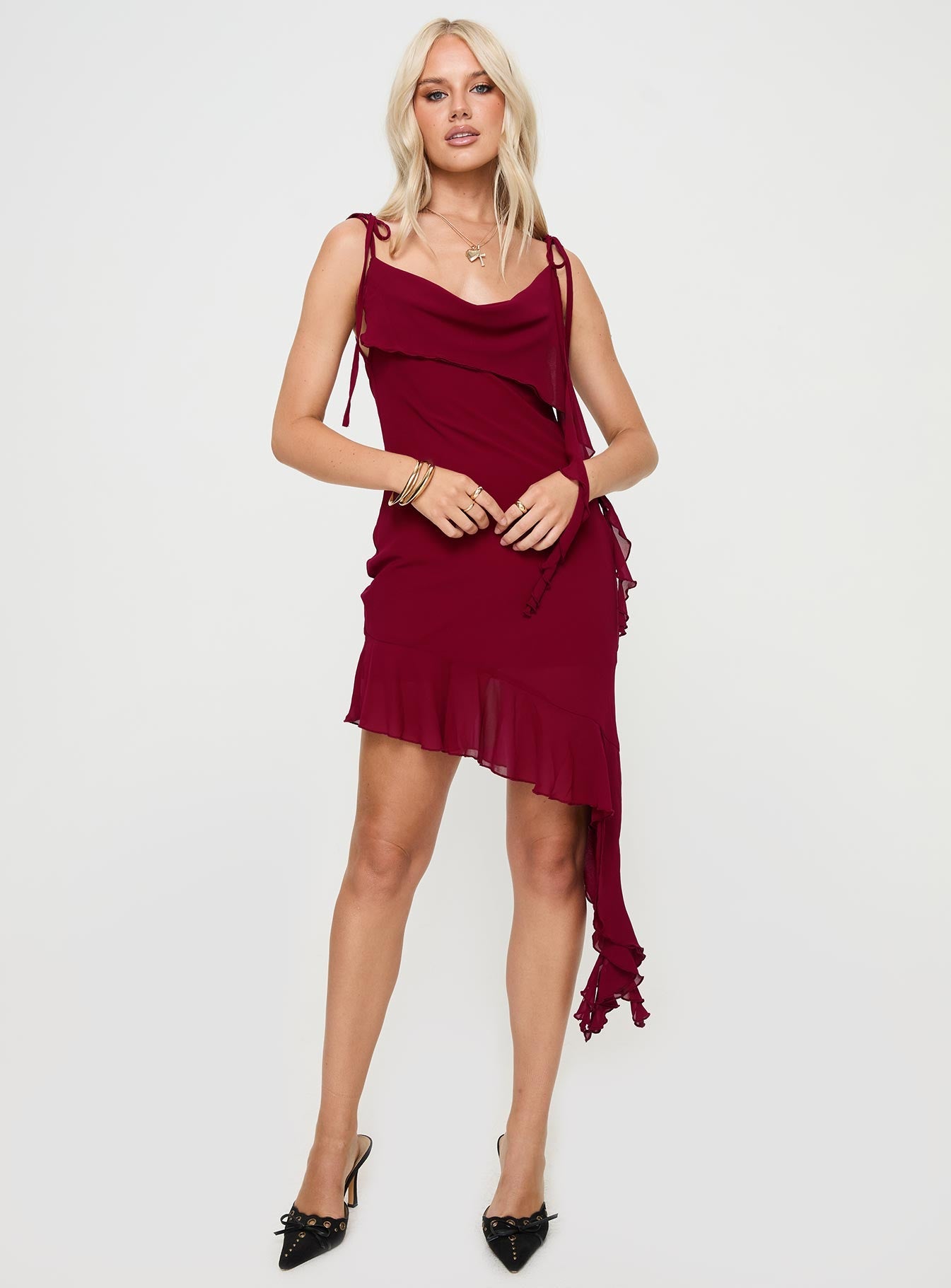 Shop Formal Dress - Dacian Mini Dress Burgundy sixth image