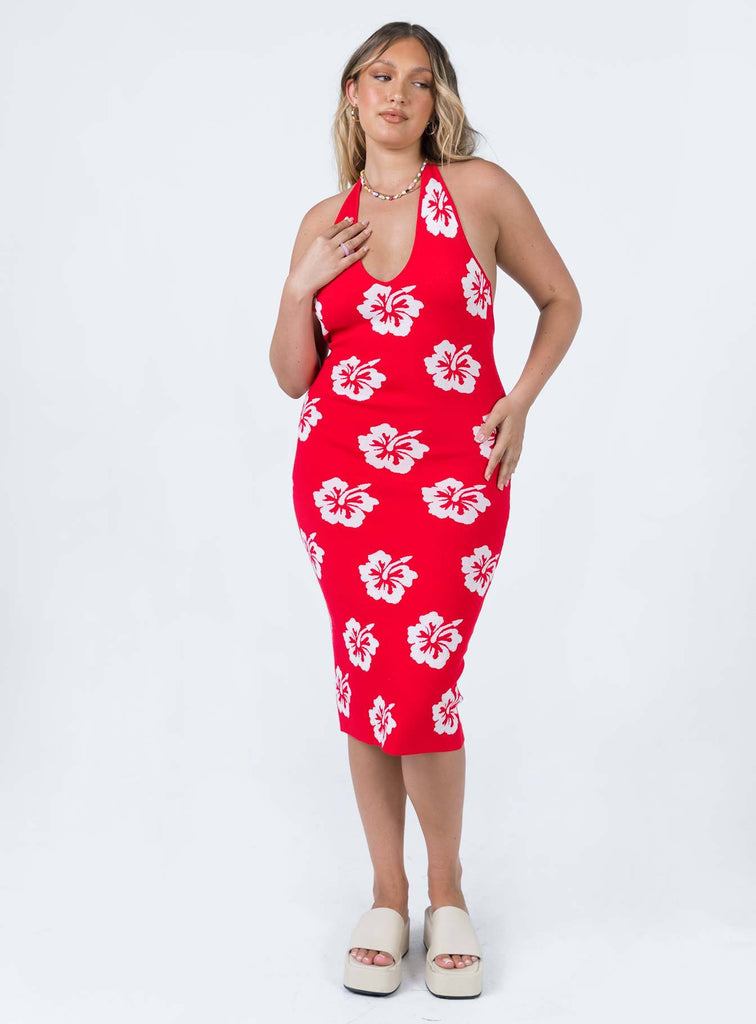 Lottie Midi Dress Red