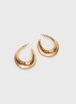 Earrings Gold-toned, hoop style, stud fastening