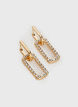 Gold-toned earrings Diamante detail, clasp fastening