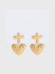 Gold-toned earrings Drop charm, stud fastening