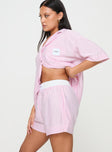 Pink Striped sleep shorts High rise, elasticated waistband, twin hip pockets, straight leg