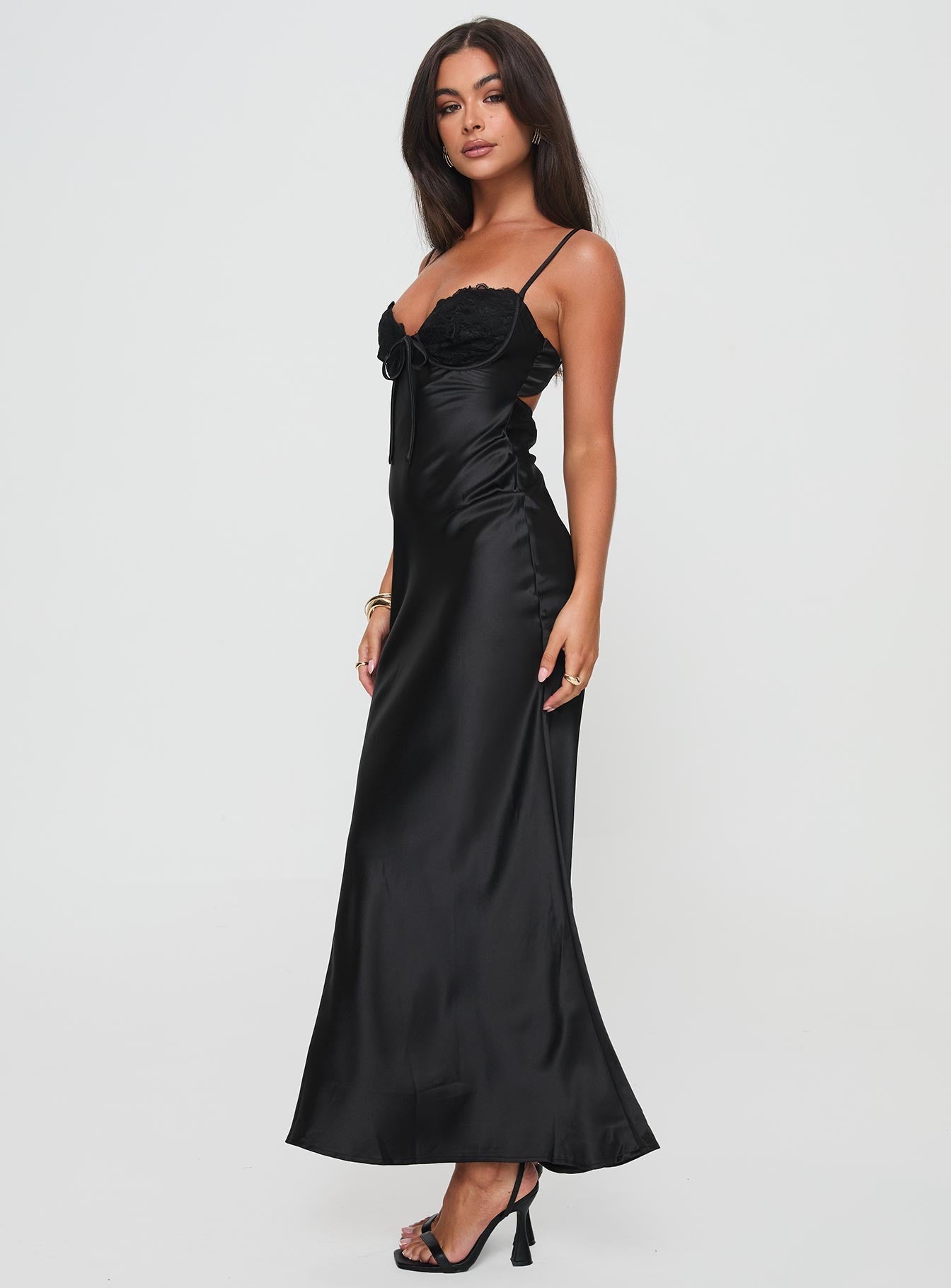 Shop Formal Dress - Fadyen Bias Cut Maxi Dress Black sixth image