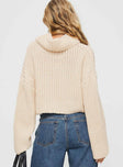 Joice Ribbed Turtleneck Sweater Cream Princess Polly  Cropped 