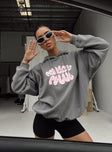 Princess Polly Hoodie Sweatshirt Bubble Text Charcoal / Light Pink