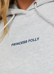 Princess Polly Hooded Sweatshirt Bubble Text Grey Marle / Slate Princess Polly  long 
