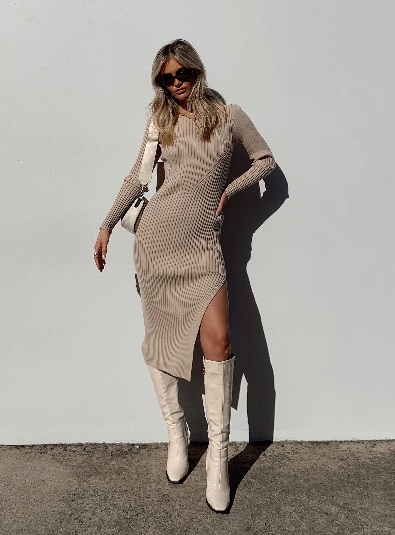 Collective Dress - Nicky Midi Dress Beige image 3