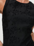 Black Tank top Button fastening at back of neck, invisible zip fastening at side