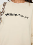 Princess Polly Crew Neck Sweatshirt Block / Cursive Text Stone