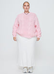 Princess Polly Curve  Cable knit sweater Drop shoulder, ribbed cuffs & waist  Good stretch, unlined 