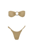 Janea Ruched Glitter Bikini Bottoms Gold