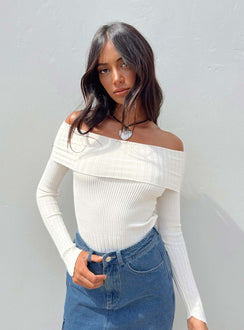 Wyandra Off The Shoulder Sweater White Princess Polly  regular 