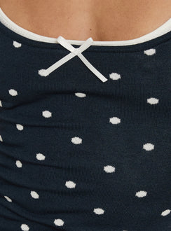 Austinn Knit Mini Dress Navy / White Polka Dot