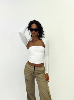 Two piece Long sleeve bolero  Strapless tube top  Elasticated bust 