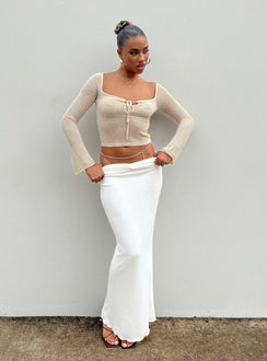 Front view of model wearing  front Berkshire Maxi Skirt White Princess Polly  Maxi 
