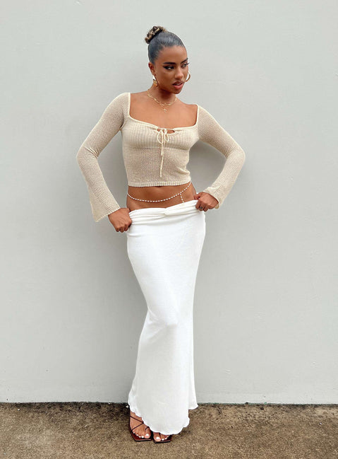 Front view of model wearing  front Berkshire Maxi Skirt White Princess Polly  Maxi 