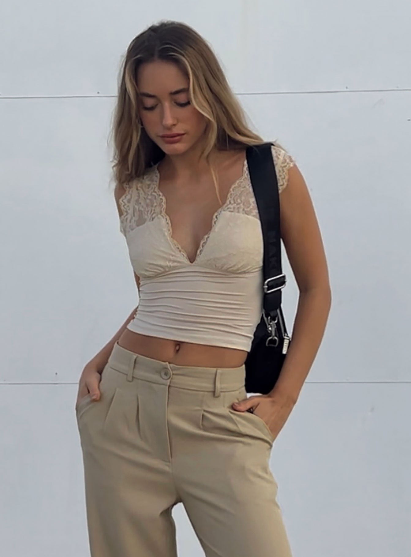 product Princess Polly Sleeveless Asymmetric Neckline  Typha Top Beige