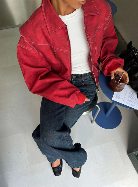 Vista Bomber Jacket Crimson