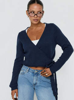Tonee Wrap Knit Cardigan Navy