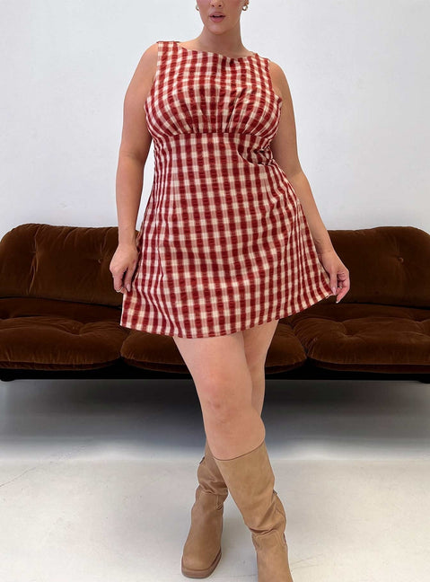 Sweet Somethings Mini Dress Red Check Curve