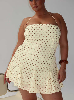 Delamere Mini Dress Yellow / Brown Polka Curve