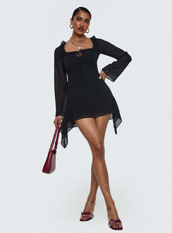 Revival Long Sleeve Mini Dress Black