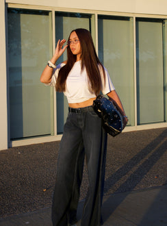 Ramos Low Rise Wide Leg Jeans Dark Grey Wash