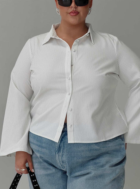Anni Stripe Shirt Pinstripe White Curve