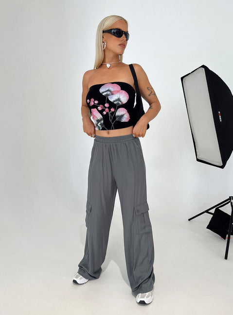 product Princess Polly High Waisted Pants  Lista Elastic Pocket Pants Steel