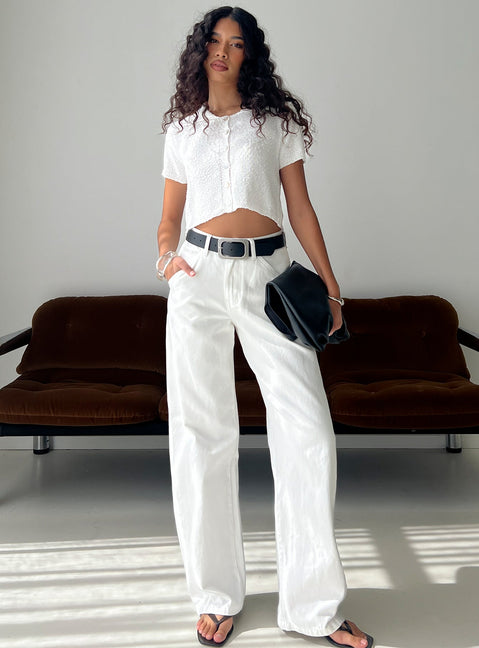 Erena High Rise Barrel Leg Jeans White