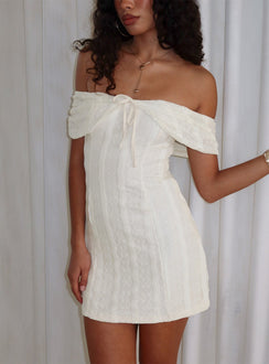 Colettie Off Shoulder Mini Dress Cream