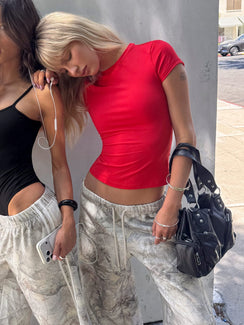 Daily Define Crew Neck Short Sleeve Top Red