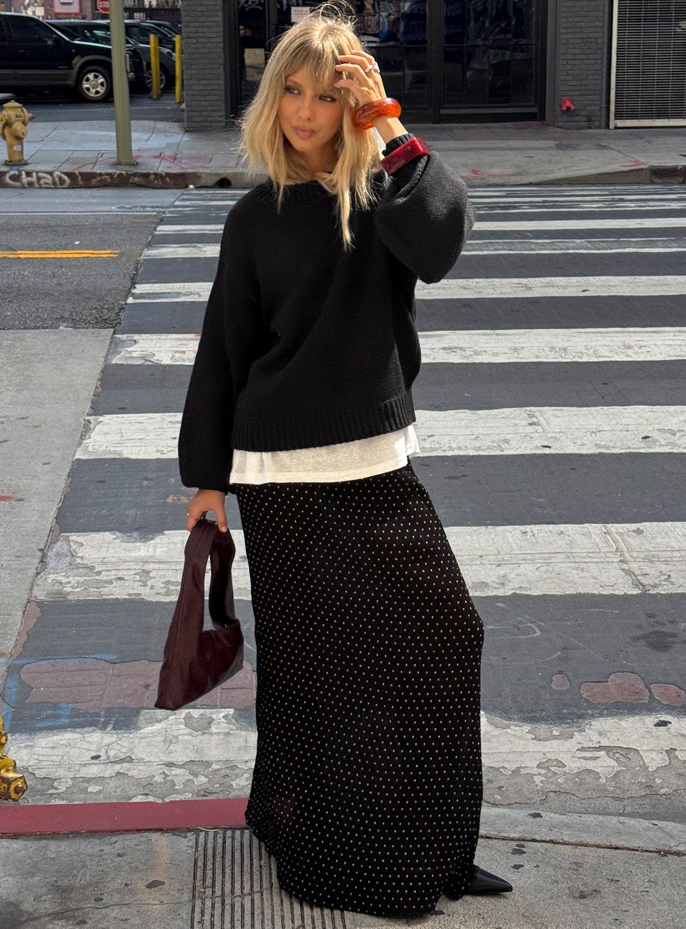 Ford Maxi Skirt Onyx Polka