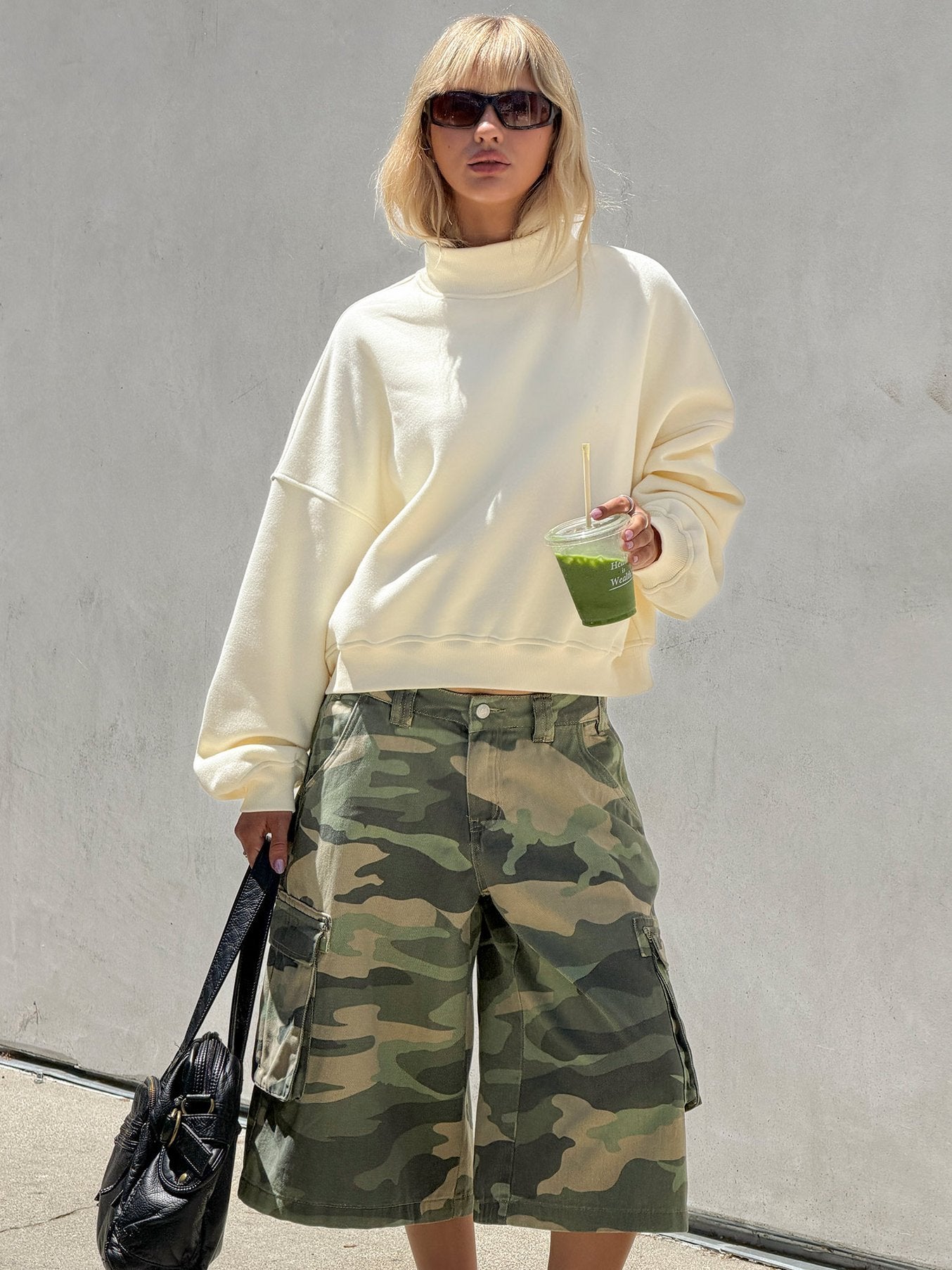 Anyya Funnel Neck Crew Jumper Cream