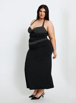 Norelle Halter Set Black Polka Curve