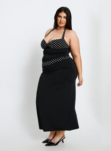 Norelle Halter Set Black Polka Curve