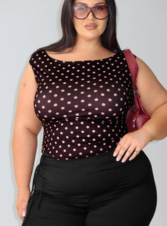 Cheirosa Off Shoulder Top Chocolate / Pink Curve