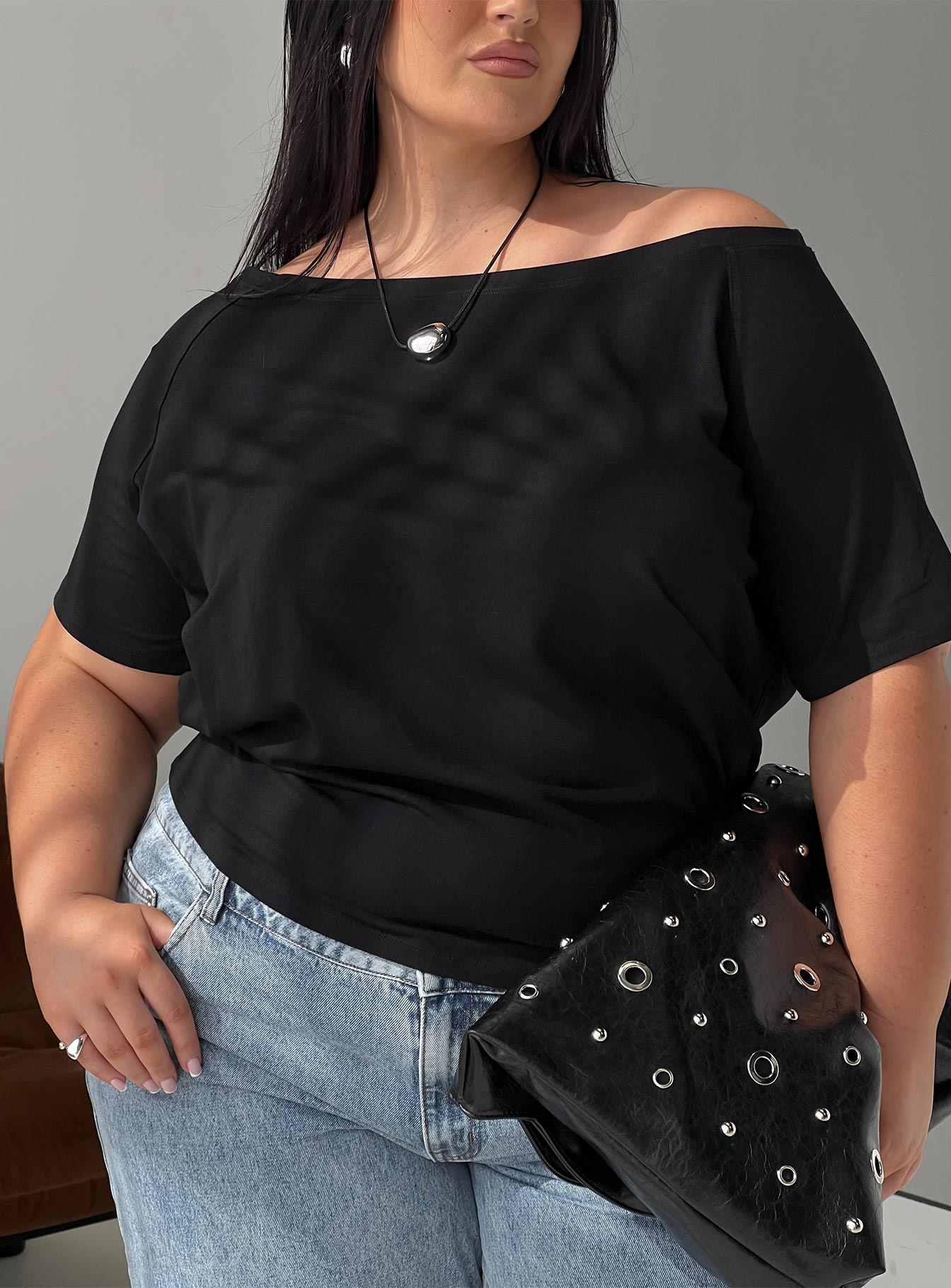 Icon Baby Off Shoulder Top Black Curve