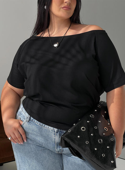 Icon Baby Off Shoulder Top Black Curve