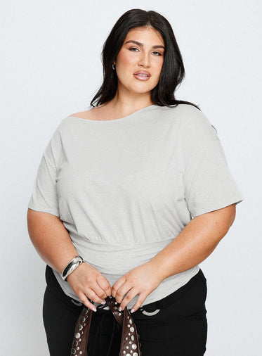 Ashlinn Off Shoulder Drapey Top Grey Curve