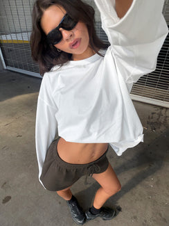 Settle Down Long Sleeve Top White
