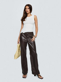 Sixth Sense Faux Leather Pants Brown