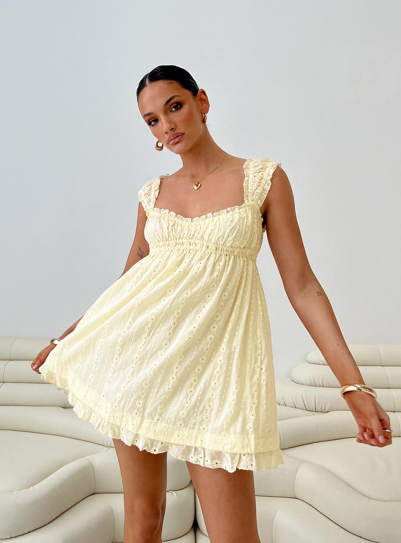 princess polly mini dress yellow lace Carlita Mini Dress Yellow Petite