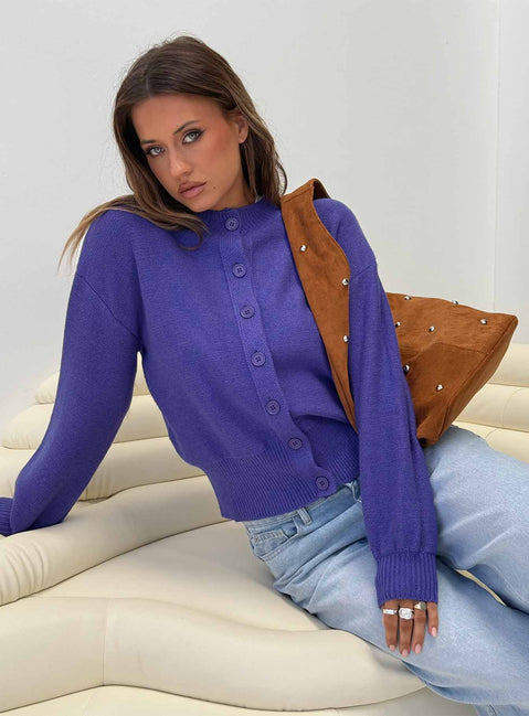Get Going Knit Cardigan Purple
